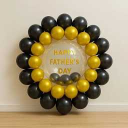 happyfathersdayballoonbouquetwithblackandgoldenlatex1