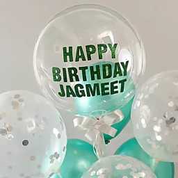 personalisedglitterybirthdayballoonbouquetsilverandgreen4