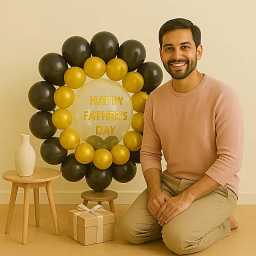 happyfathersdayballoonbouquetwithblackandgoldenlatex2