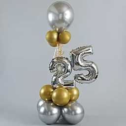 goldenandsilvernumber25balloonbouquet2