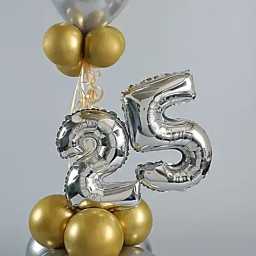 goldenandsilvernumber25balloonbouquet4