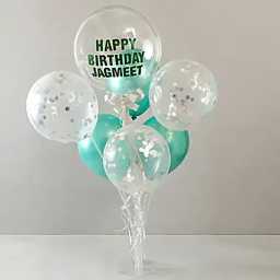 personalisedglitterybirthdayballoonbouquetsilverandgreen2