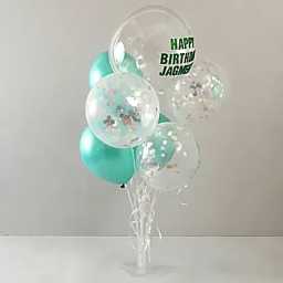 personalisedglitterybirthdayballoonbouquetsilverandgreen3