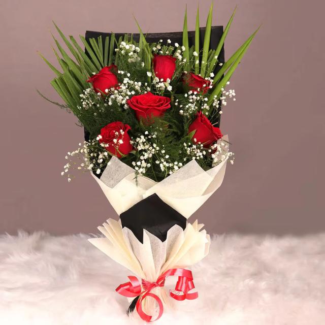 Adorable Red Roses Flowers  Bunch 