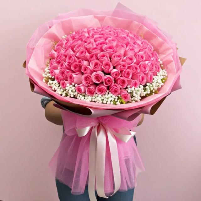 Pure Love Pink Roses Flower Gift Bouquet 