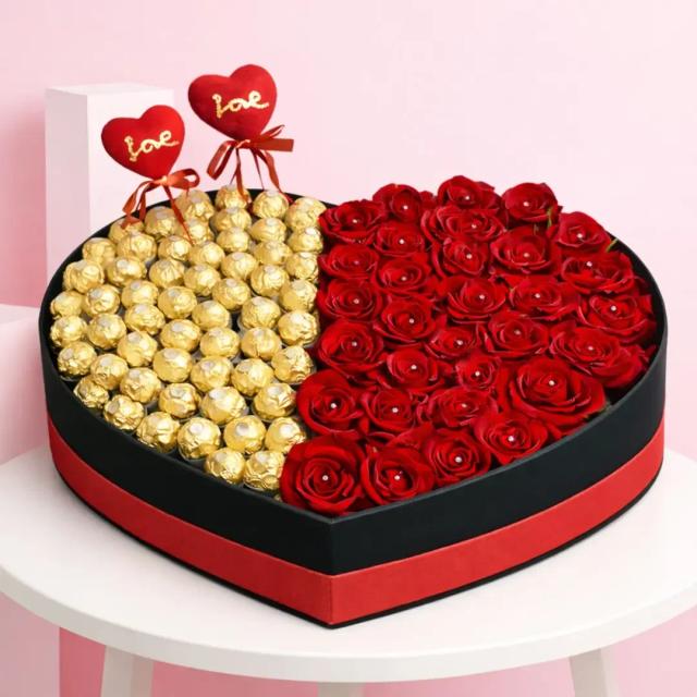 Red Roses & Ferrero Rocher Gift Combo