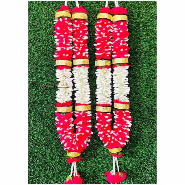 White And Red Flower Varmala