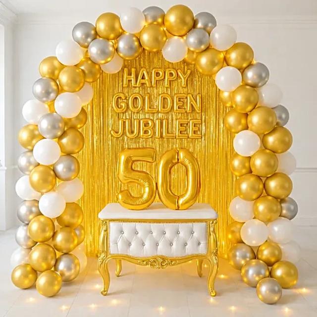 Golden Jubilee Anniversary Balloon Decor Set