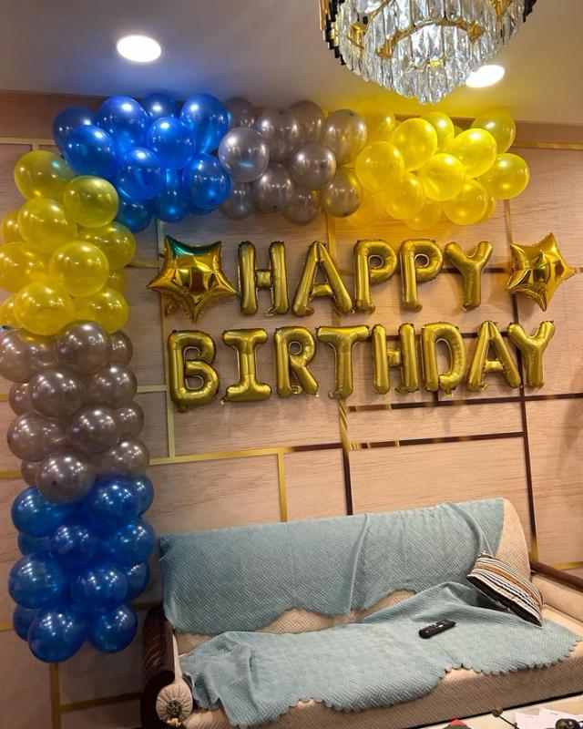Multicolor premium mettalic arc birthday balloon decoration at home Set 
